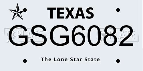 GSG6082 Texas License Plate