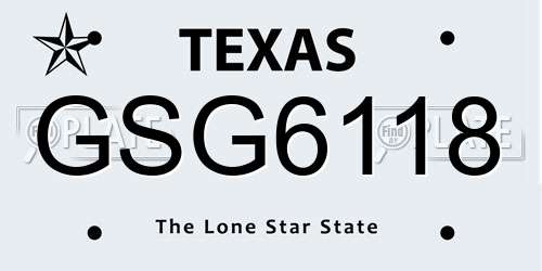 GSG6118 Texas License Plate