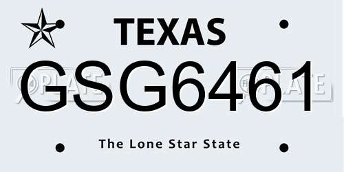 GSG6461 Texas License Plate
