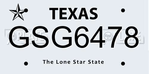 GSG6478 Texas License Plate