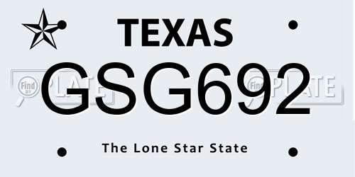 GSG692 Texas License Plate