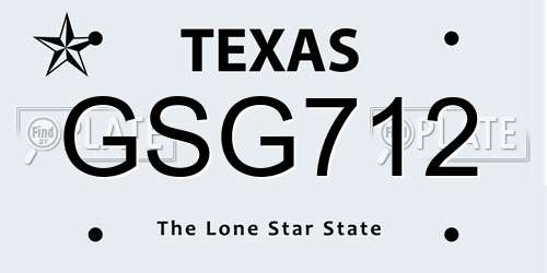 GSG712 Texas License Plate