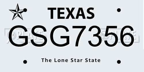GSG7356 Texas License Plate