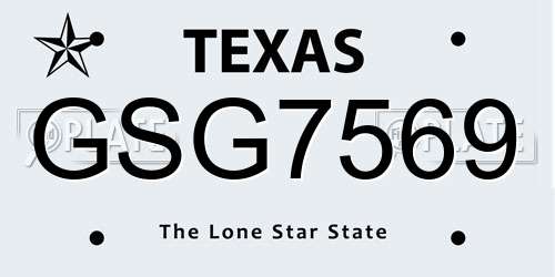 GSG7569 Texas License Plate