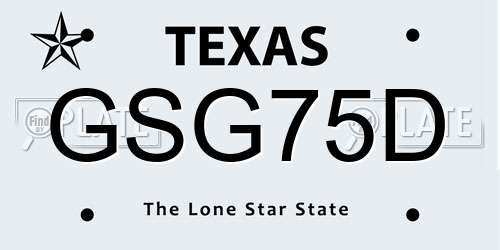 GSG75D Texas License Plate
