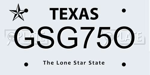 GSG75O Texas License Plate