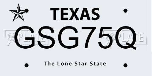 GSG75Q Texas License Plate