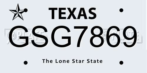GSG7869 Texas License Plate