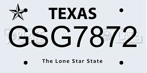 GSG7872 Texas License Plate