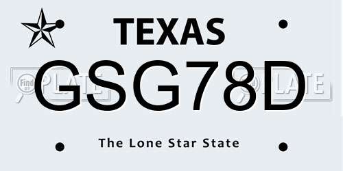 GSG78D Texas License Plate