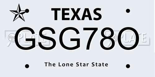 GSG78O Texas License Plate