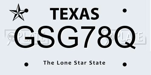GSG78Q Texas License Plate
