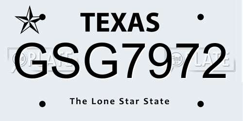 GSG7972 Texas License Plate