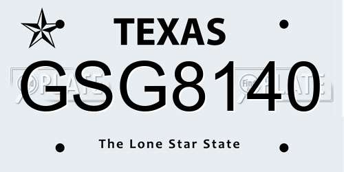 GSG8140 Texas License Plate