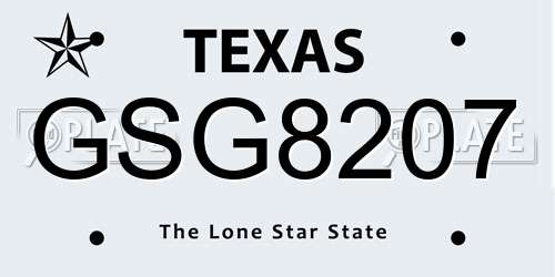 GSG8207 Texas License Plate