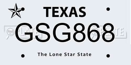 GSG868 Texas License Plate