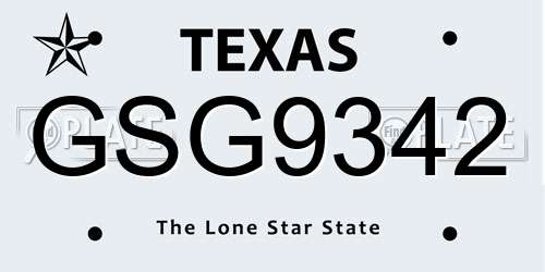 GSG9342 Texas License Plate