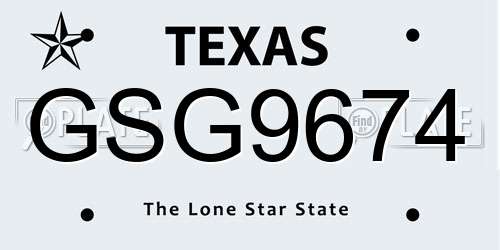 GSG9674 Texas License Plate