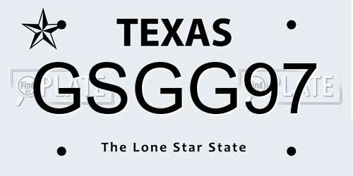GSGG97 Texas License Plate