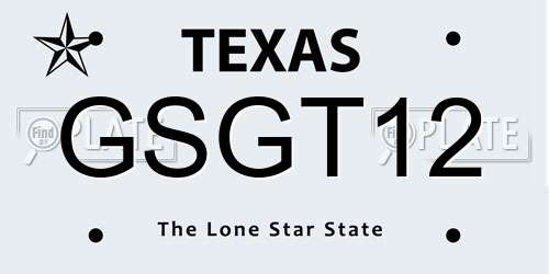 GSGT12 Texas License Plate