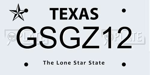 GSGZ12 Texas License Plate