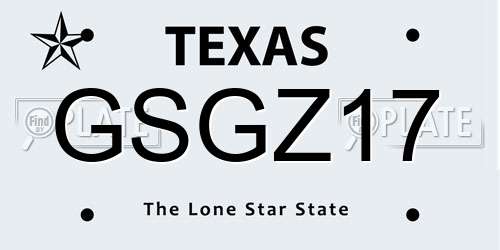 GSGZ17 Texas License Plate