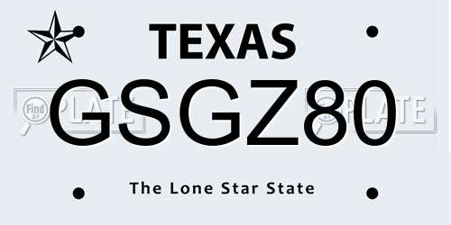 GSGZ80 Texas License Plate