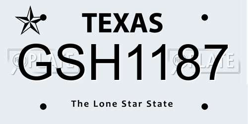 GSH1187 Texas License Plate