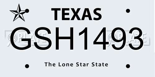 GSH1493 Texas License Plate