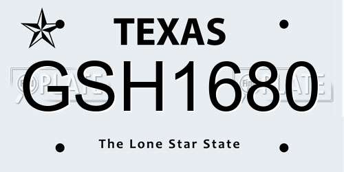 GSH1680 Texas License Plate