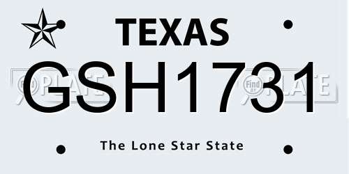GSH1731 Texas License Plate