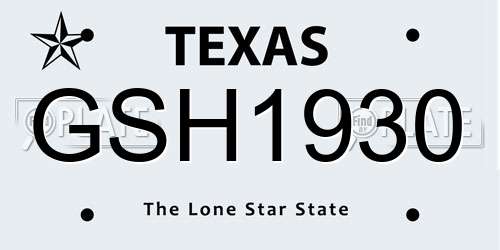 GSH1930 Texas License Plate