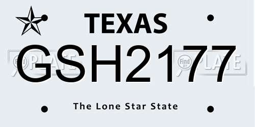 GSH2177 Texas License Plate