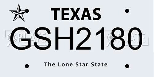 GSH2180 Texas License Plate