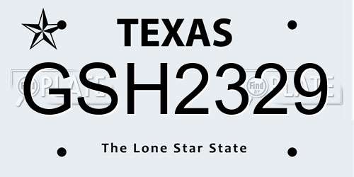 GSH2329 Texas License Plate