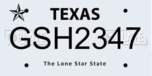 GSH2347 Texas License Plate