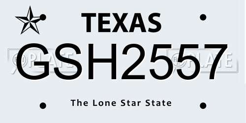GSH2557 Texas License Plate