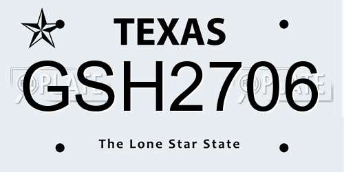 GSH2706 Texas License Plate