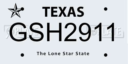 GSH2911 Texas License Plate