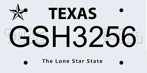 GSH3256 Texas License Plate