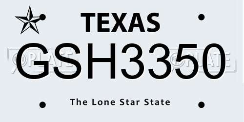 GSH3350 Texas License Plate