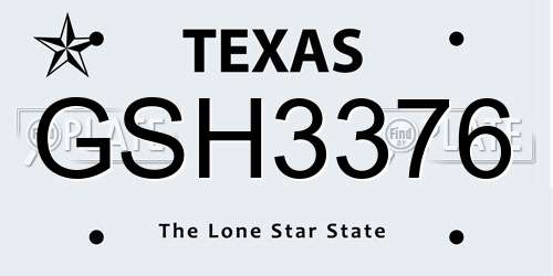 GSH3376 Texas License Plate