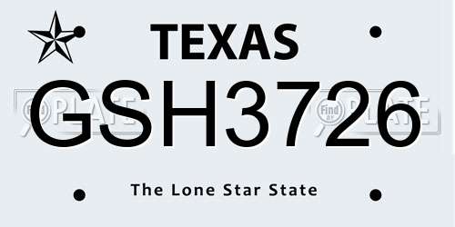 GSH3726 Texas License Plate