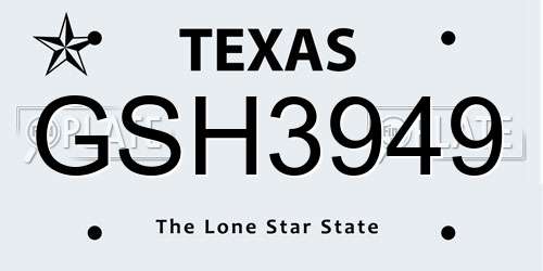 GSH3949 Texas License Plate