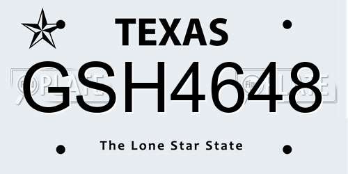 GSH4648 Texas License Plate