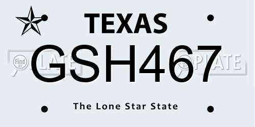 GSH467 Texas License Plate