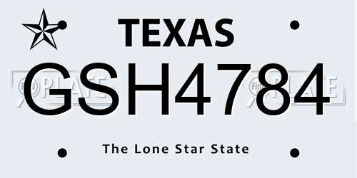 GSH4784 Texas License Plate