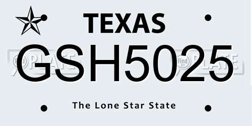 GSH5025 Texas License Plate