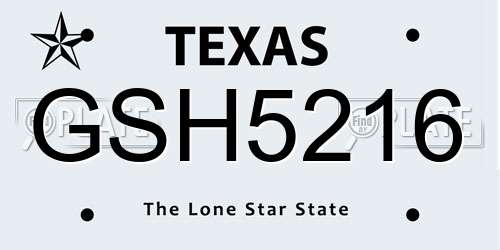 GSH5216 Texas License Plate
