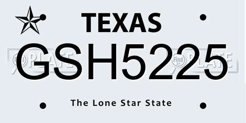 GSH5225 Texas License Plate